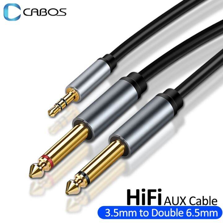 ♈ AUX 3.5mm to Dual 6.5mm TRS Cable Adapter Male Mono 6.5 Jack to ...