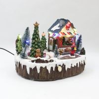 【LZ】۩  2024 New Arrival Christmas House Ornaments Revolving Christmas Tree / Figurines Resin Glowing And Music Playing Home Decorations