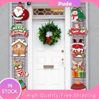 PUDE ซานตาคลอส แบนเนอร์แขวนประตู ของตกแต่งแขวน กระดาษสำหรับตกแต่ง ธงแขวนคริสต์มาส ที่มีคุณภาพสูง สโนว์แมน แบนเนอร์ประตูระเบียง บ้านในบ้าน