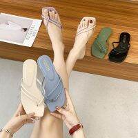 [COD] Flip-flops womens 2021 summer new net red slippers one-word casual flat-bottomed sandals foreign trade flip-flops