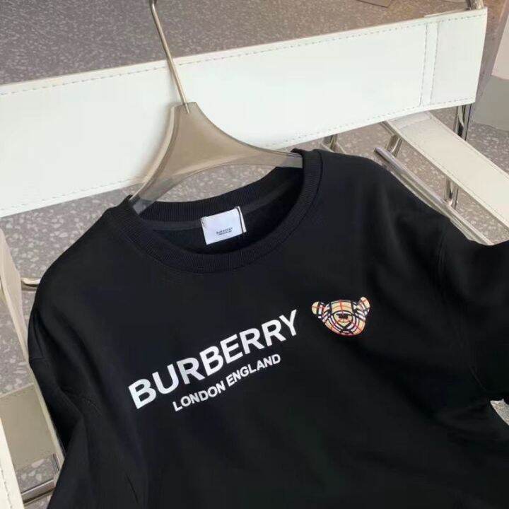 hot-sale-burberry-burberry-lt-tag-collar-label-gt-เสื้อยืดแขนสั้น-คอกลม-ผ้าฝ้ายแท้-ทรงหลวม-สไตล์คลาสสิก-สําหรับผู้ชาย-และผู้หญิง