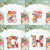 เสื้อยืดตัวอักษร Bunny Flora ตัวอักษร( E F G H )