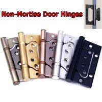 2PCS 4x3 inch Non Mortise Door Hinges Matte Black Door Hinges Door Hardware Stainless Steel Silent Hinge Free Slot Folding