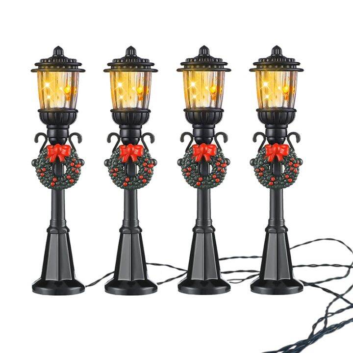 4 Pcs Mini Christmas Lamp Post Train Lamp Miniature Street Lamp