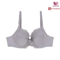 ชุดชั้นใน Wacoal Basic Bra สีเทาอ่อน (LI) รุ่น WB9893 รูปแบบ 4/5 Cup ลายลูกไม้ มีโครง โอบกระชับเต้าทรง เสื้อใน วาโก้ บรา