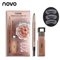 ▶ No.5146 NOVO FASHION BROW Eyebrow โนโว ดินสอเขียนคิ้ว แบบหมุน แถมไส้ดินสอ + บล๊อกคิ้ว 3 ชิ้น พร้อมไส้ดินสอเปลี่ยน3แท่ง