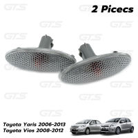 iBarod ไฟเลี้ยว ไฟเลี้ยวข้าง 2 ชิ้น ฝาขาว สำหรับ Toyota Yaris, Vios ปี 2006-2012