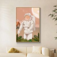 [COD] Bedroom decoration painting modern minimalist childrens room space astronaut boy hanging bedside background wall mural