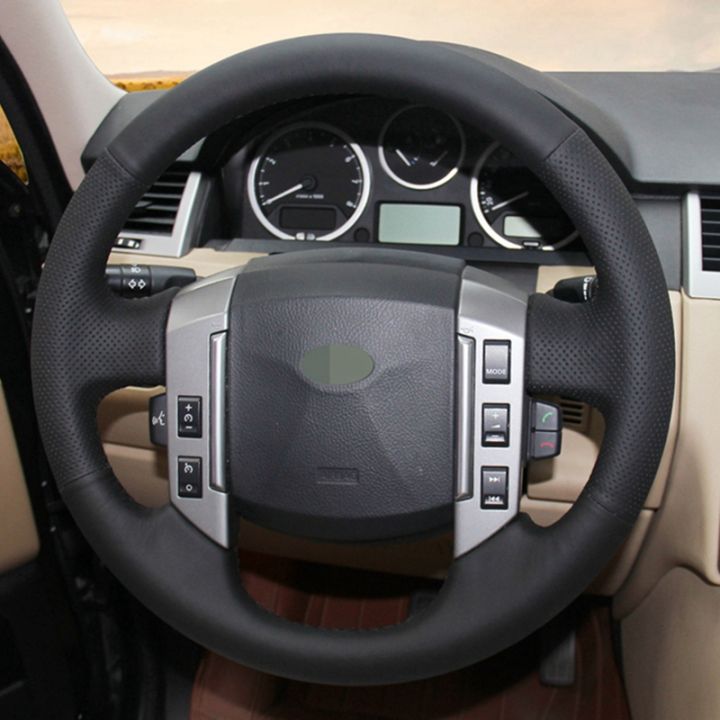 black-artificial-leather-hand-stitched-car-steering-wheel-cover-for-land-rover-discovery-3-2004-2009
