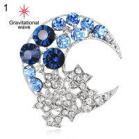 Gravitational WAVE แฟชั่น Rhinestone Crescent Moon ดาวหมุดเข็มกลัด Breastpin ผู้หญิงเข็มกลัดแฟชั่นสตรี