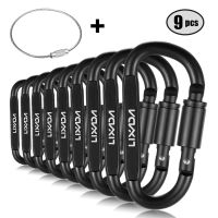 （ At） Lixada อลูมิเนียม D แหวน Carabiner คลิปชุดสกรูล็อค HangingBuckle KeychainWire แหวนอุปกรณ์ปีนเขา