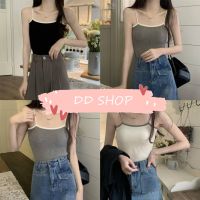 DD SHOPพร้อมส่ง 91035 เสื้อสายเดี่ยวไหมพร  สีพื้นใส่สบาย ผ้าไหมพรมนิ่มมาก