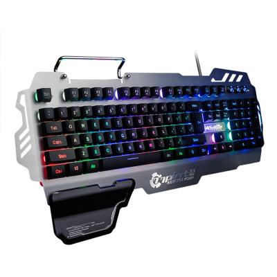 PK-900 Big Hand Rest Breathing Light 50 Million Button Life USB Wired 104 Keys Backlight Gaming Keyboard with Phone Stand Holder