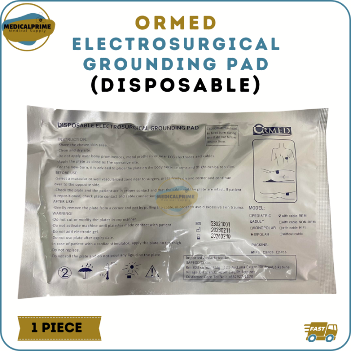 ORMED Disposable Electrosurgical Grounding Pad/ Cautery Pad(Adult) Lazada PH