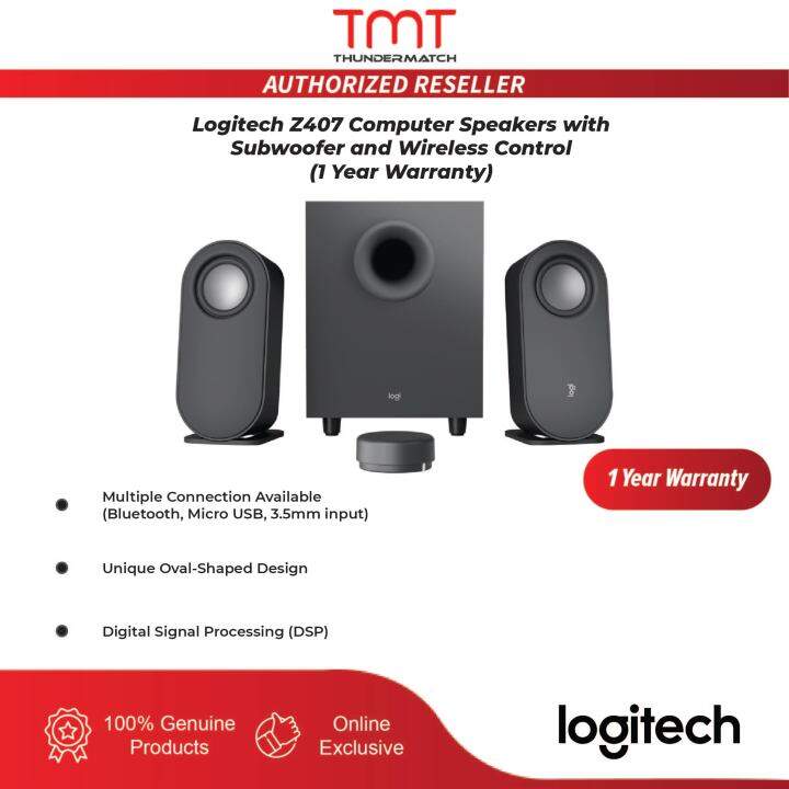 Logitech Z407 Bluetooth Computer Speakers With Subwoofer And Wireless Control Immersive Sound 8644