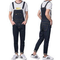 ผู้ชาย Denim Overalls สำหรับชาย Retro Slim กางเกงเอี๊ยมผ้ายีนส์กางเกงยืดเกาหลีกางเกงเย็บขอบชาย Suspenders ขนาด S-5XL