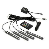 [ANYA Auto Parts] 4X 36Led รถ RGB USB LED Strip Light ตกแต่งภายในบรรยากาศตกแต่งโคมไฟ Strip Aotu พร้อม Remote ควบคุมเสียง Rhythm