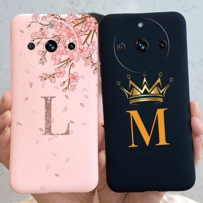 เคสสำหรับ Realme 11 5G เคสมือถือซิลิโคนนิ่มสีดำด้านพิมพ์ลายตัวอักษรฝาจีบสีชมพูสำหรับ Realme11 5G 2023เคส