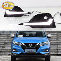 SNCN ไฟหน้าเดย์ไลท์2ชิ้น12โวลต์รถ DRL LED สำหรับ Nissan Qashqai 2019 2020สัญญาณเลี้ยวสีเหลืองไฟกลางวันโคมไฟสำหรับขับรถอัตโนมัติ