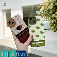 Rixuan เคสหนังสำหรับ OPPO A95 A74 A94 A53 2020 OPPO A5S A12 A7 A3S A12E Reno A1K Reno 6Z Realme 5F Realme 8 5G C11 C25S C25 C12 C15 C2 C1 30A สินค้าหรูหราสีเขียวมัจฉะเคสซิลิโคนนิ่มลายหัวใจน่ารัก Brwon