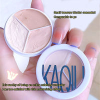 KAQILI คอนซีลเลอร์สามสีปกปิดจุดสิวพิมพ์สีดำวงกลมดวงตาฉีกขาดร่องซ่อมแซมรากฐานครีมยาวนานแต่งหน้าและกันเหงื่อ (พร้อมแปรง)