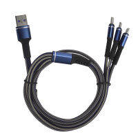 สายชาร์จ 3 in 1 สายชาร์จ 3A พร้อมขั้วต่อ Type-C / สําหรับ IOS / Micro USB 1.2M