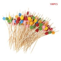 100pcs Plum Blossom Bamboo Cocktail Picks Food Sticks Disposable Toothpicks T5EF