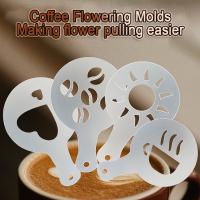 16 Pcs/Set Mixed Style Cappuccino Iatte Mold Duster Cake Mold Spray Coffee Iatte Mold Coffee Decor Coffee Accessories