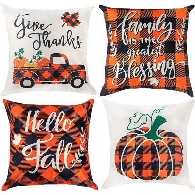 Fall Pillow Covers 18X18, Fall Decorations Throw Pillow Covers Set of 4, Autumn Farmhouse Sofa Pillows Case