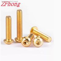 ✉ 5-20pcs Round Head Golden colour titanium plated Button head Screw M2 M2.5 M3 M4 M5 M6 Iso7380 Socket head Screw Length 5-30mm