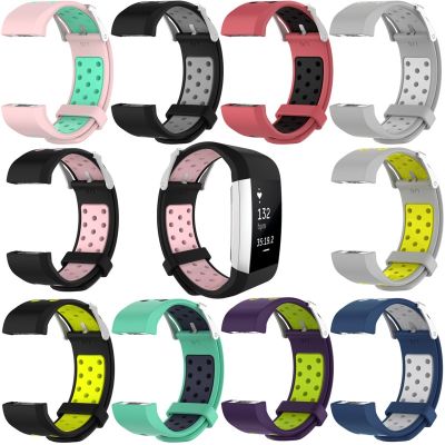 Fitbit Two-Color Silicone Watch Strap With Metal Buckle for Fitbit Charge 2 Watch