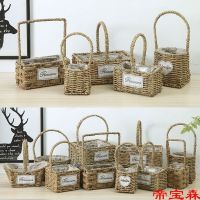 [COD] flower basket arrangement with hand gift pastoral style succulent durian girl