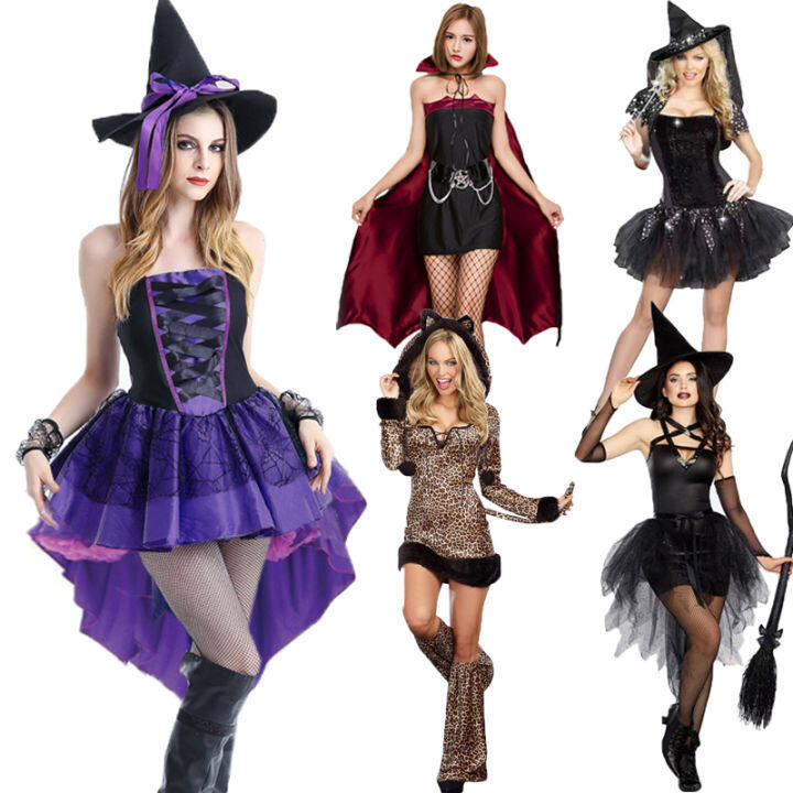 Women Vampire Witch Cosplay Costumes Halloween Party Demon Bat Dress ...