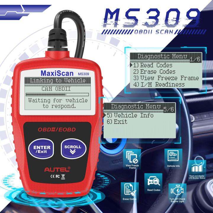 Autel MaxiScan MS309 OBD2 Scanner,Car Check Engine Code Reader, Check