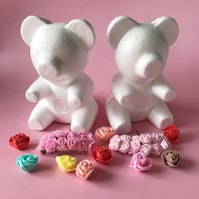 hot【cw】 1pcs 15cm/20cm Artificial Flowers Foam teddy bear of roses Mold Gifts Polystyrene Styrofoam wedding Valentines Day present