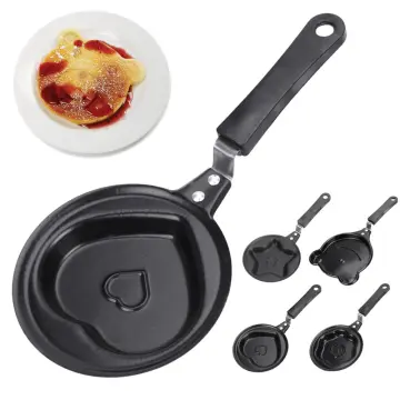 Pancake Pan Non-Stick Fried Egg Pan 4 Holes Frying Pan Pancakes Maker with Handle Crepe Pan for Breakfast Eggs Kitchen Utensils Burger Eye Pan for GAS