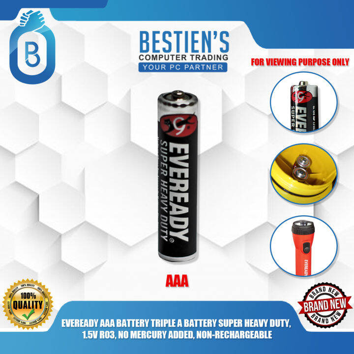 EVEREADY AAA BATTERY TRIPLE A BATTERY SUPER HEAVY DUTY, 1.5V R03, NO