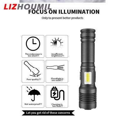 ไฟฉายจิ๋ว Led Xhp70 LIZHOUMIL โคมไฟแรงชาร์จไฟได้ Type-C ระดับ3ระดับโคมไฟไฟฉายอะลูมิเนียมผสมโลหะมือ