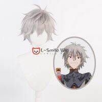 Kaworu Nagisa วิกผมอะนิเมะสั้นสีเทาวิกผมคอสเพลย์ทนความร้อนได้ผู้ชายผู้หญิงวิกเล่นบทบาทปาร์ตี้ฮาโลวีน + หมวกวิกแบบอิสระ