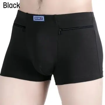 Mid-rise double zip pocket underwear Men's anti-theft briefs boxer  Panties,two zippers pockets Cotton Underpants