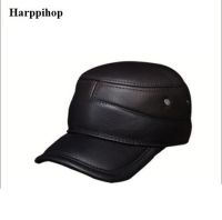 2020 Nuovo Cuoio Genuino Degli Uomini Cappello Berretto Militare Harppihop Nuin Vera Pelle Da Uomo Solido Esercito Recolabile Cappelli/cappellini Moda