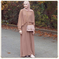 2022 Middle Eastern Muslim Women Chiffon Dress Elegant Cape Big Swing Robe Muslim Abaya