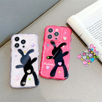 เคสโทรศัพท์แฟชั่นลายกระต่ายขอบบิดแบบติดเพชรสำหรับแอปเปิ้ลไอโฟน11 12 13 14 Pro Max ฝาครอบเนื้อนิ่ม TPU กันกระแทกสุดหรู