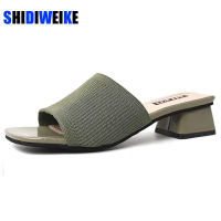 Womens Shoes Slippers Outdoor Summer New Fashion Knitted Stretch Open Toe Thick Sandals AC659