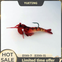 YUETING 1ชิ้นเหยื่อปลอมเลียนแบบนุ่ม14g7cm กุ้งแบบหลายข้อต่อตัววิ่งบนถนนสายซิลิโคนเหยื่อปลอมเรืองแสง