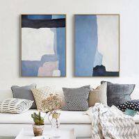 Nordic บทคัดย่อ Blue Texture Wall ภาพวาดผ้าใบพิมพ์และโปสเตอร์ Cuadros Wall Art รูปภาพสำหรับห้องนั่งเล่นตกแต่งบ้านไม่มีกรอบ