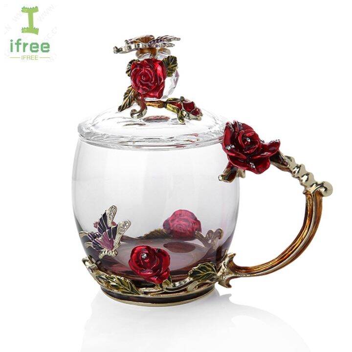 fe-enamel-coffee-tea-cup-mug-3d-rose-butterfly-glass-cups-wedding-gift