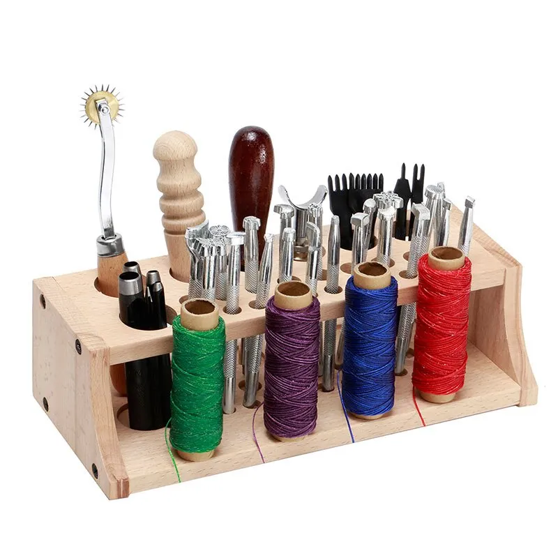 Wooden Leathercraft Tools Rack, Spool Thread Stand Leather Craft
