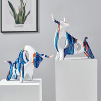 Modern Home Decor Cow Sculpture Animal Model Resin Statues For Decoration Living Room Decoration Accessories Modern Art Gift