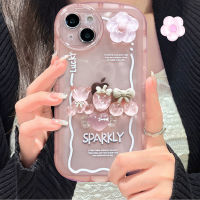 ซิลิคอนนิ่มสีดำภาพดอกไม้หมี3D น่ารักเคสสำหรับ Apple iPhone 15 14 13 12 11 X XR XS Pro Max Plus เคสแฟชั่นมีสไตล์ฝาหลังจาก GGQcase